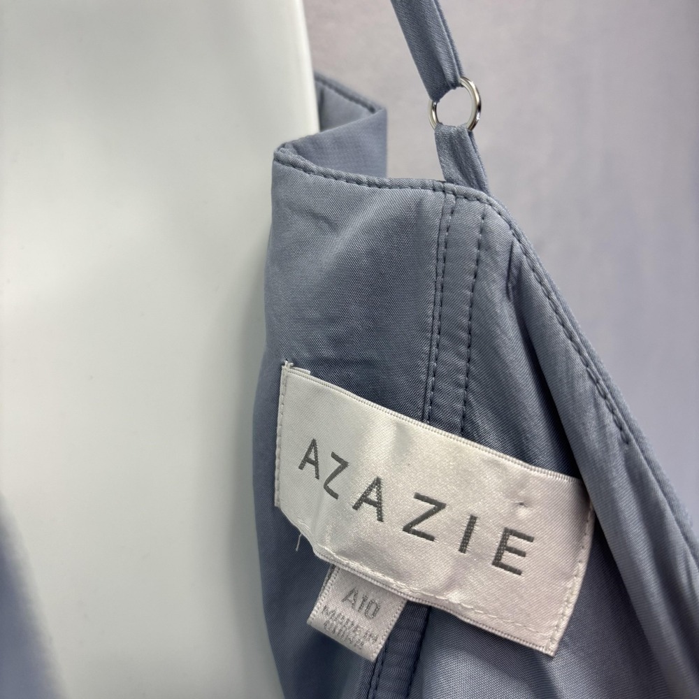 Azazie Dusty Blue A-Line Bridesmaid Dress Womens 10 A10 Classic Long Formal Gown - Picture 3 of 13